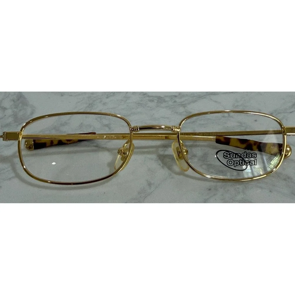 Sundas 22KGPGold Plated Eyeglass Frames ‎ Tortoise Temple X7620
